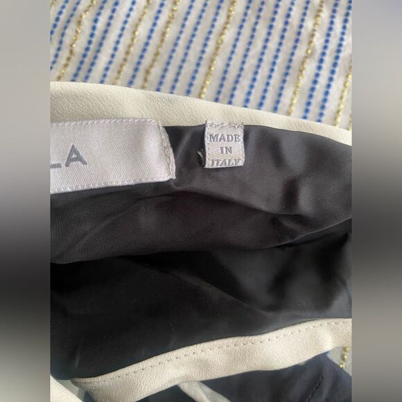 MARELLA Sleeveless Black Beige Floral Dress  Pleated Silk  Sz 6 Made In Italy - Picture 9 of 14